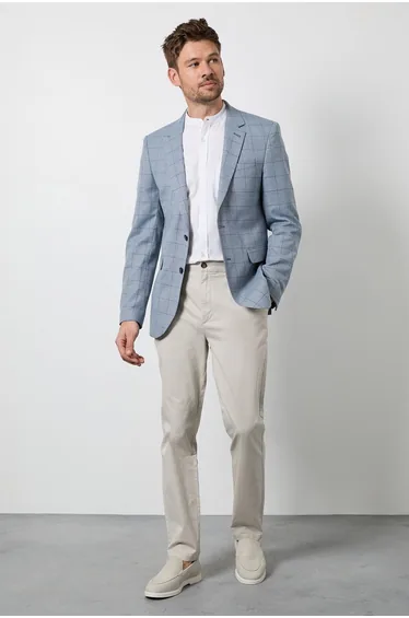 بليزر بيرتن كحلي بطبعة كاروهات