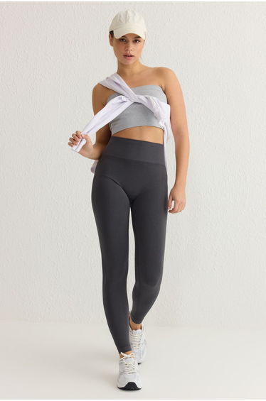 Anthracite Seamless Push Up Full Length Knitted Sports Leggings