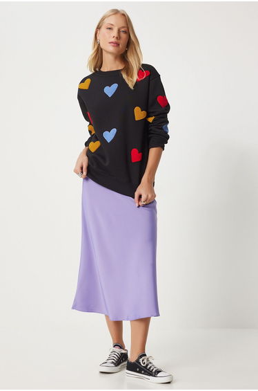 Women's Light Purple Satin Finish Skirt