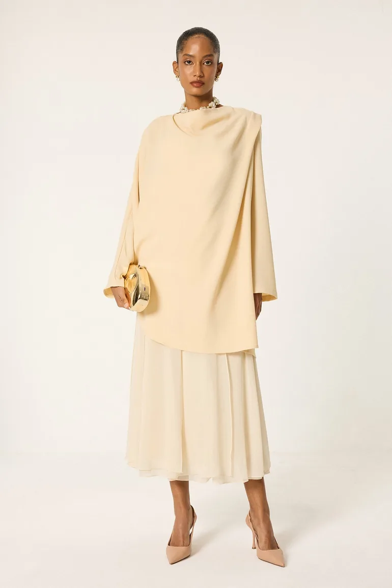 DRAPED CREPE TUNIC - 1