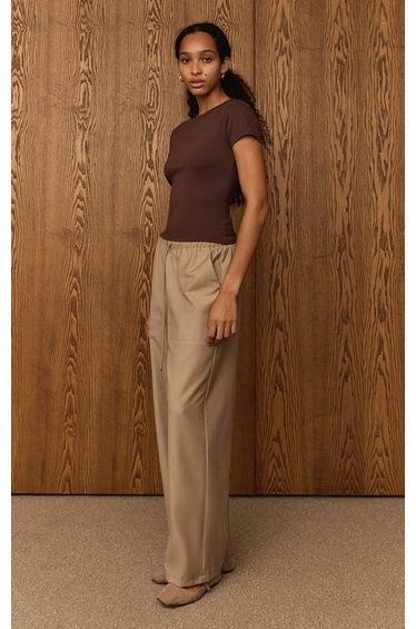Dark Chocolate Cotton Crew Neck Longline Short Sleeve T-Shirt