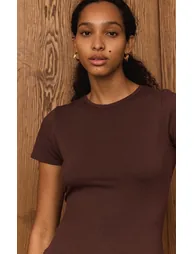 Dark Chocolate Cotton Crew Neck Longline Short Sleeve T-Shirt - 5