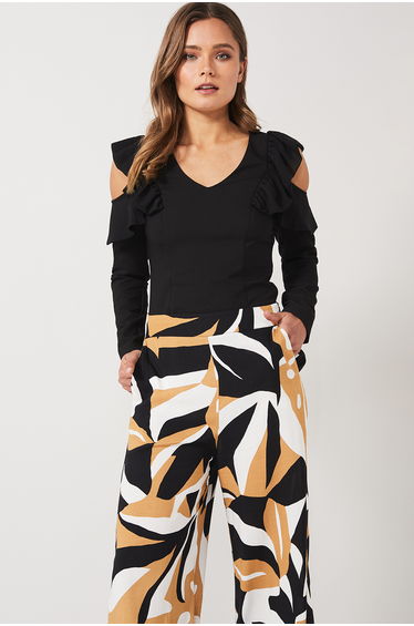 BYV London Black Frill Detailed Top