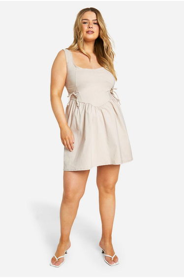 Plus Bengaline Tie Detail Skater Dress
