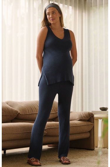 Sena Rib Knit Maternity Trouser(French Navy)