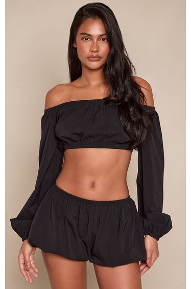 Black Woven Puff Shorts Co-ord product thumbnail 2
