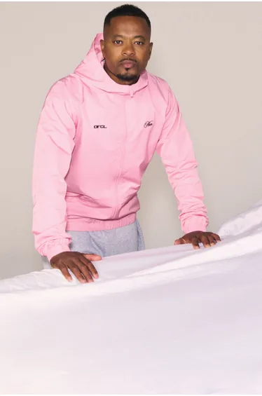 Regular Fit Man Branded Cagoule - pink