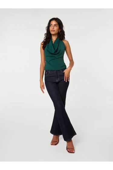 Halterneck Cowl Soft Stretch Top