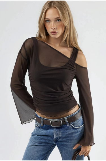 Asymmetrical Collar Fitted Crop Top