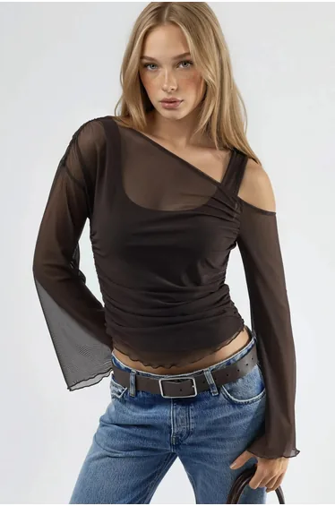 Asymmetrical Collar Fitted Crop Top
