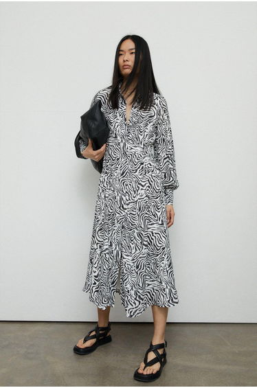 Animal Print Midi Shirt Dress