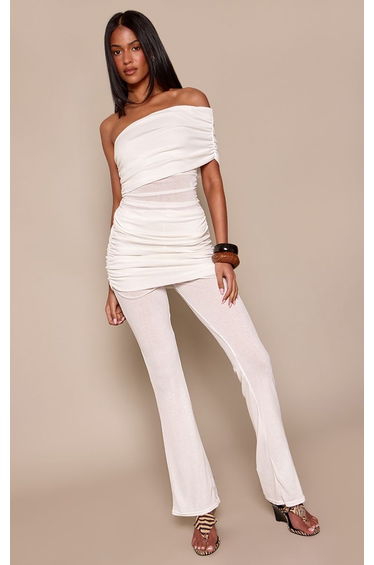 Tall White Onion Skin Overlay One Shoulder Top Co-ord