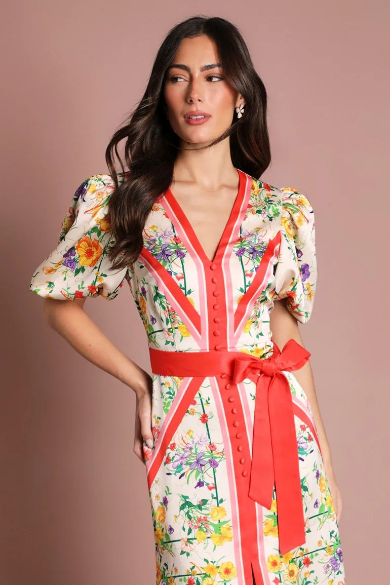 فستان كوست فاشن قميص متعدد الالوان بطبعة أزهار - 3