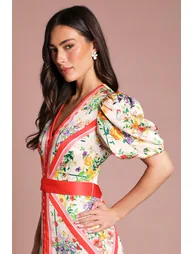 فستان كوست فاشن قميص متعدد الالوان بطبعة أزهار - 1