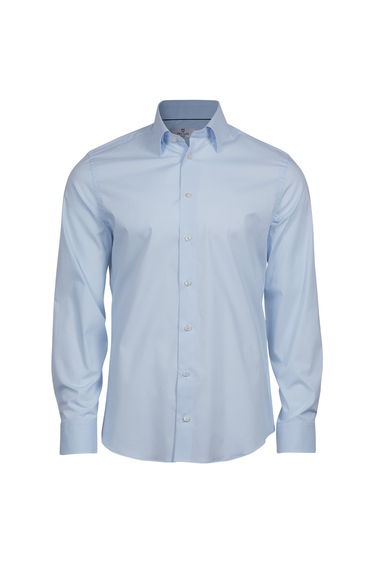Tee Jays Mens Luxury Stretch Long-Sleeved Shirt - Light Blue