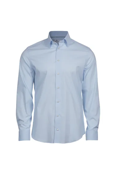 Tee Jays Mens Luxury Stretch Long-Sleeved Shirt - Light Blue