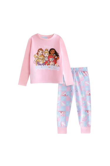 Disney Princess Girls Characters Long Pyjama Set - Pink/Blue