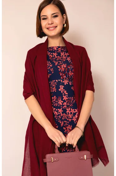 Aurielle Silk Wool Scarf (Deep Wine)