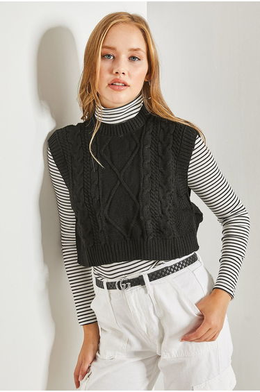 Women's Patterned Side Tie Knitwear Vest