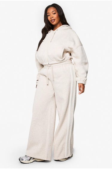 Plus Side Stripe Elasticated Waist Joggers - oatmeal