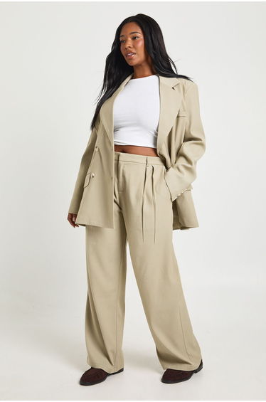 Plus Tailored Wide Leg Trouser - sage