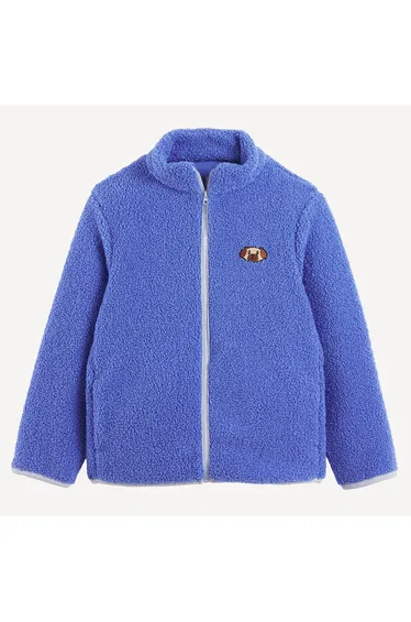 High Neck Fleece-Lined Sherpa Fabric Zip-Up Jacket