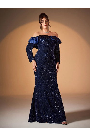 Leely Plus Women's Elegant Off The Shoulder Mermaid Party Dress