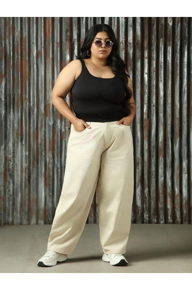 Plus Size High Rise Regular Fit Trousers