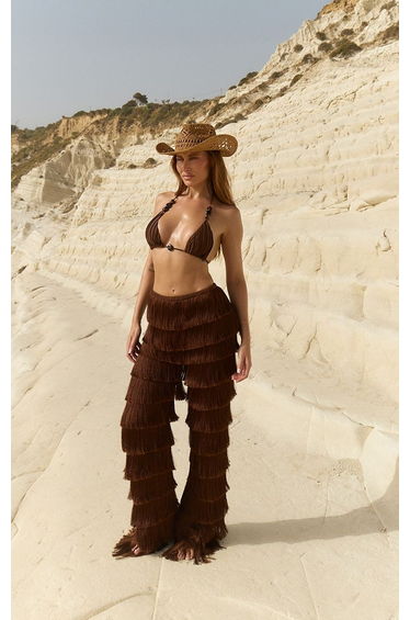 Chocolate Layered Tassle Trousers