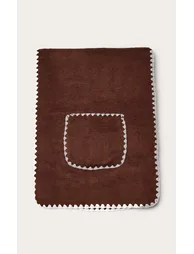 Chocolate Blanket Stitch Contrast Pocketed Scarf - 1