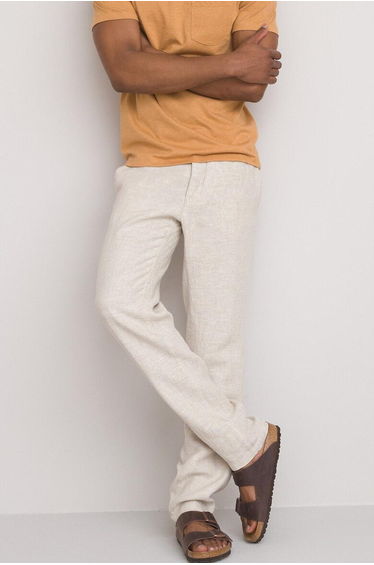 Linen Straight Trousers, Length 32"