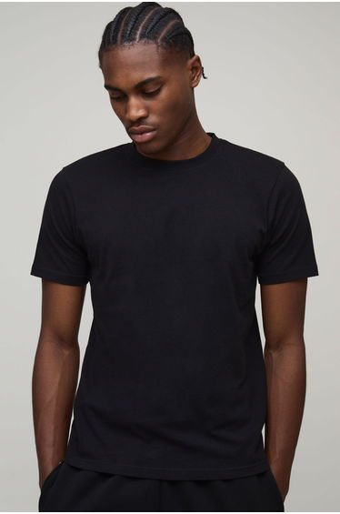 Basic Slim Fit Crew Neck T-shirt - black