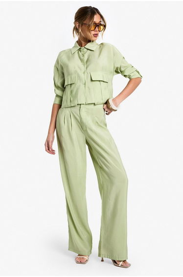 Fluid Tailored Trousers - sage