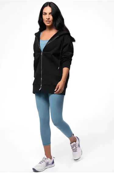 هودي بسحاب أمامي لون أسود