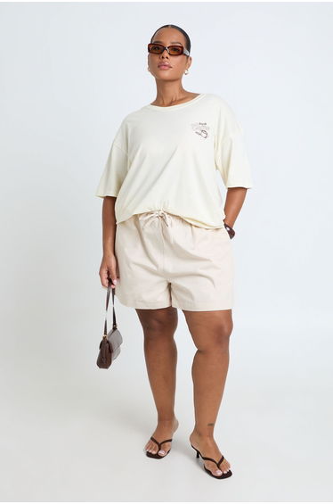 Plus Fresh Coffee Oversized T-Shirt - ecru