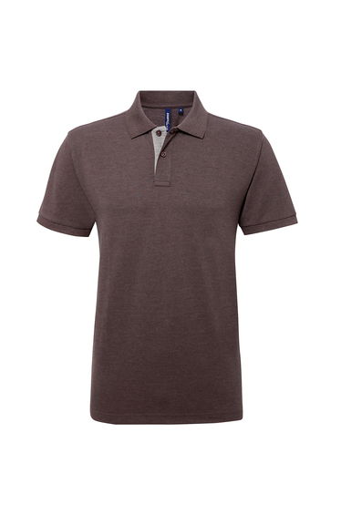 Asquith & Fox Mens Classic Fit Contrast Polo Shirt - Charcoal/Heather Grey