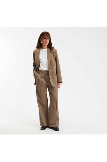 Cleandre Signature Oversized Striped Long Blazer