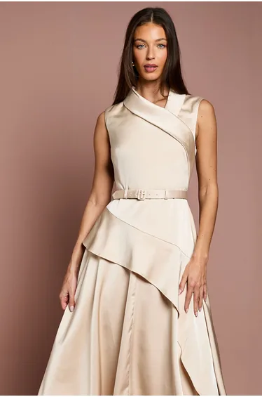 فستان كوست فاشن ستان ميدي على شكل حرف A