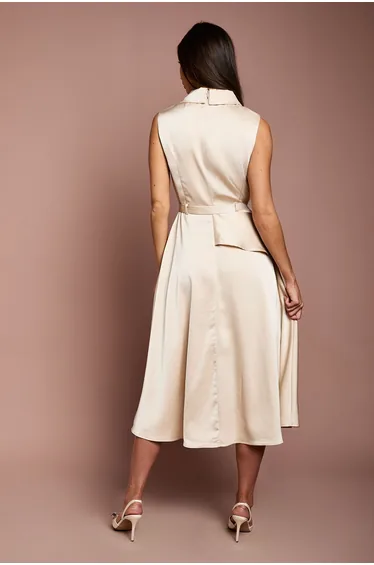 فستان كوست فاشن ستان ميدي على شكل حرف A