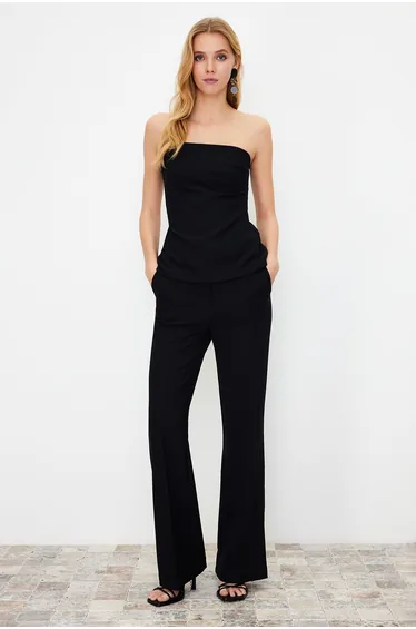 Black Bootcut / Boot Leg Woven Trousers