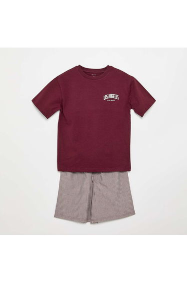 2-piece cotton shortie pyjamas RED