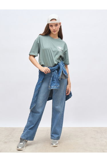 Round Neck Printed Oversized T-Shirt