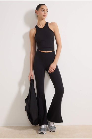 Black Flat Brushed Scuba Sportswear Sweatpants