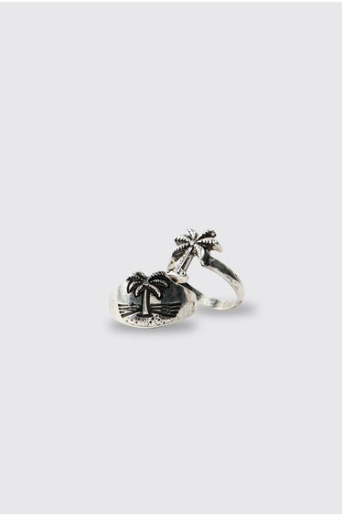 Two Pack Palm Tree Rings - silver