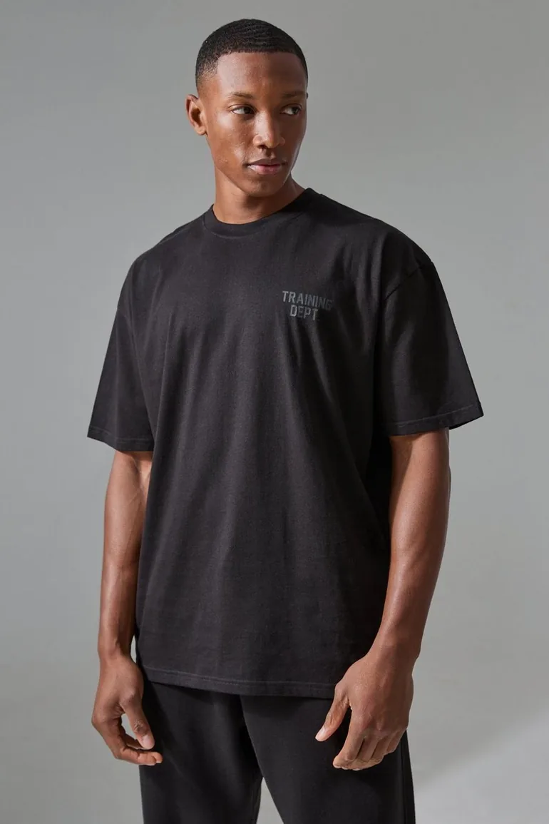 Man Active Training Dept Oversized Embossed T-shirt - black