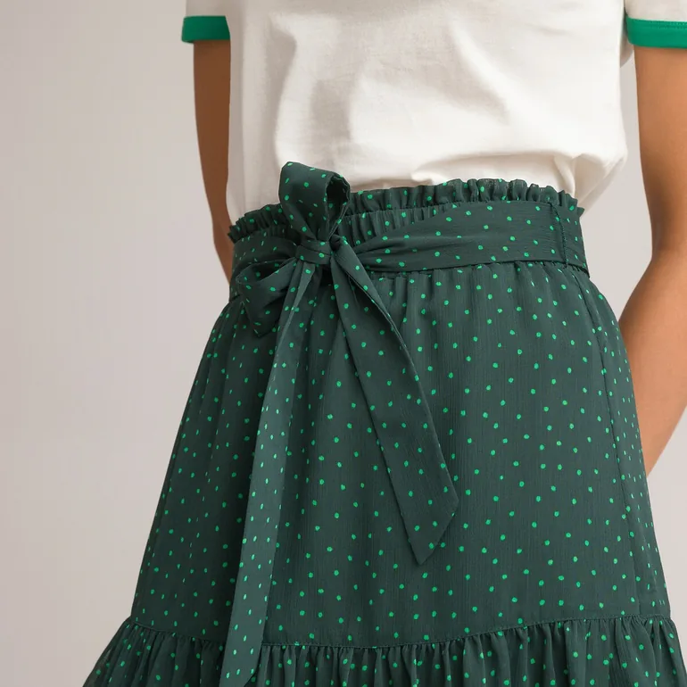 Recycled Ruffled Mini Skirt with Tie-Waist - 2