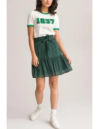 Recycled Ruffled Mini Skirt with Tie-Waist