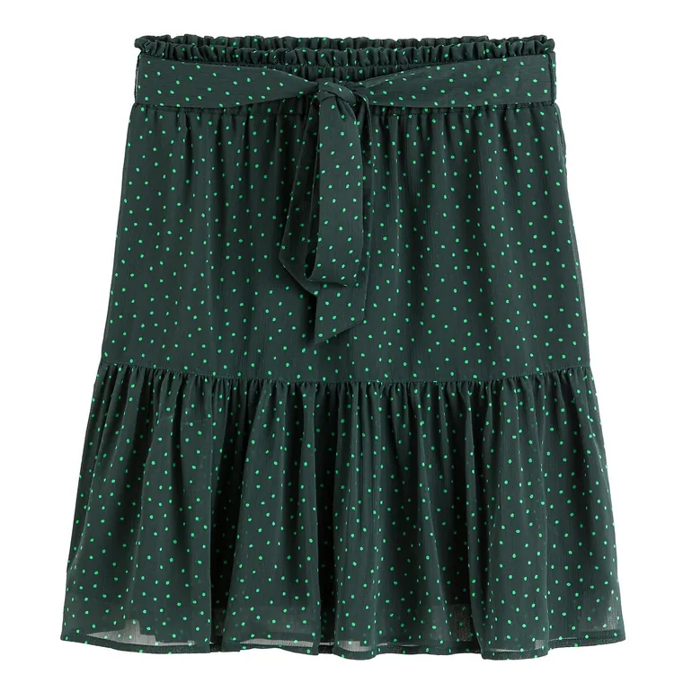 Recycled Ruffled Mini Skirt with Tie-Waist - 4