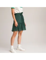Recycled Ruffled Mini Skirt with Tie-Waist - 1