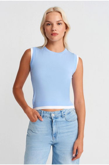Dilvin Sleeveless Ribbed Knit Shell Top